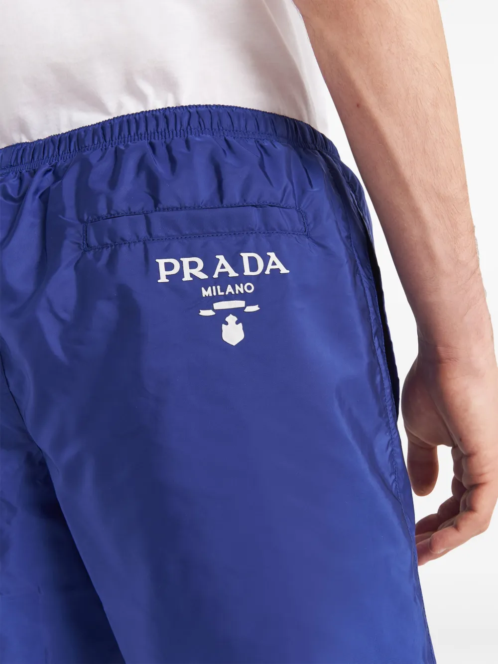 Prada Zwembroek met logoprint Blauw