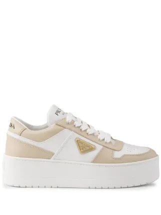 Prada Downtown Bold Leather Sneakers | Neutrals | FARFETCH