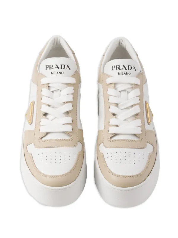 Prada Downtown Bold Leather Sneakers | Neutrals | FARFETCH Prada Downtown Bold Leather Sneakers | Neutrals | FARFETCH