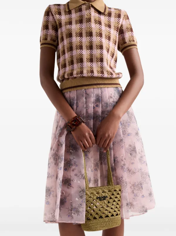 PRADA ファイヤープリント プリーツスカート プラダ ピンク