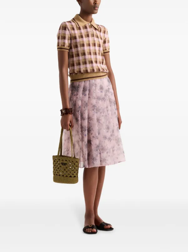 Prada floral-print Pleated Skirt | Pink | FARFETCH