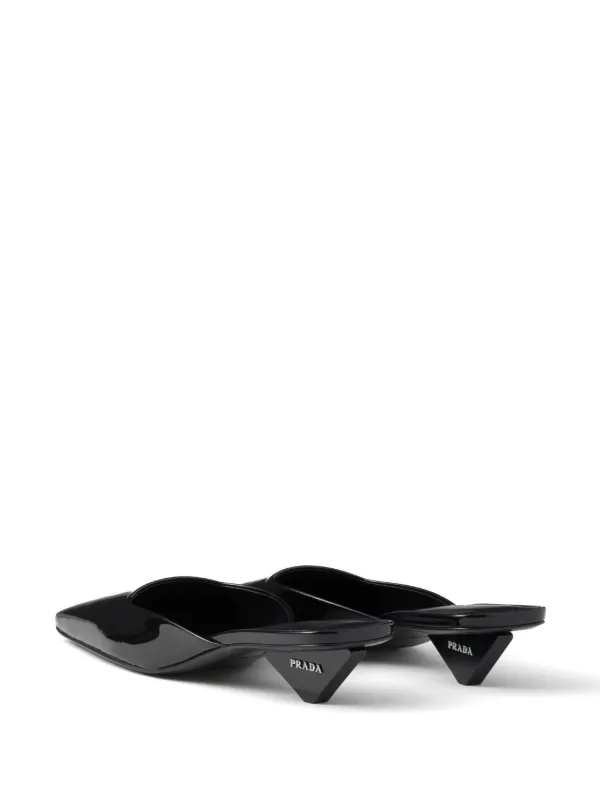 Prada 35mm Patent Leather Mules | Black | FARFETCH