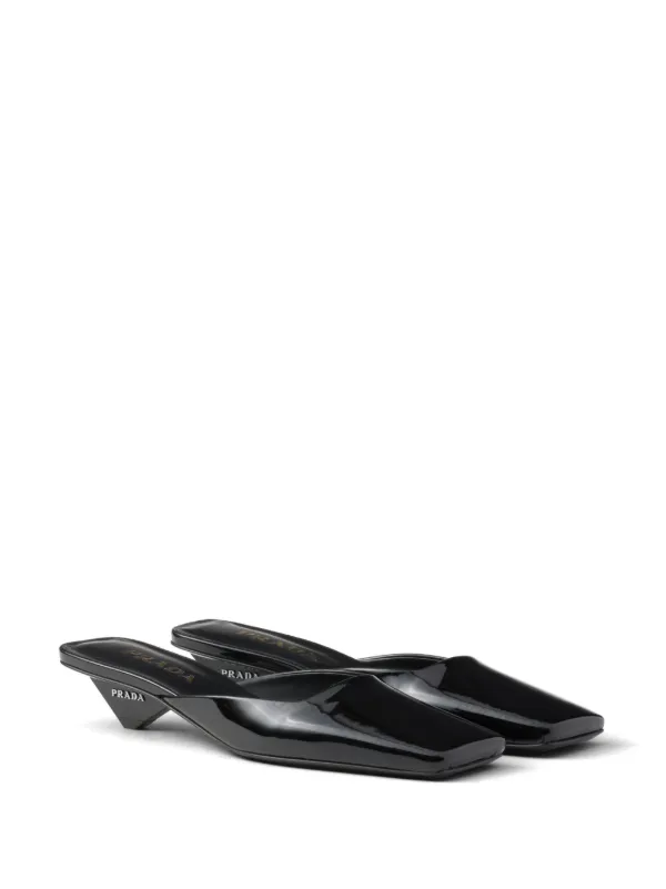 Prada 35mm Patent Leather Mules | Black | FARFETCH