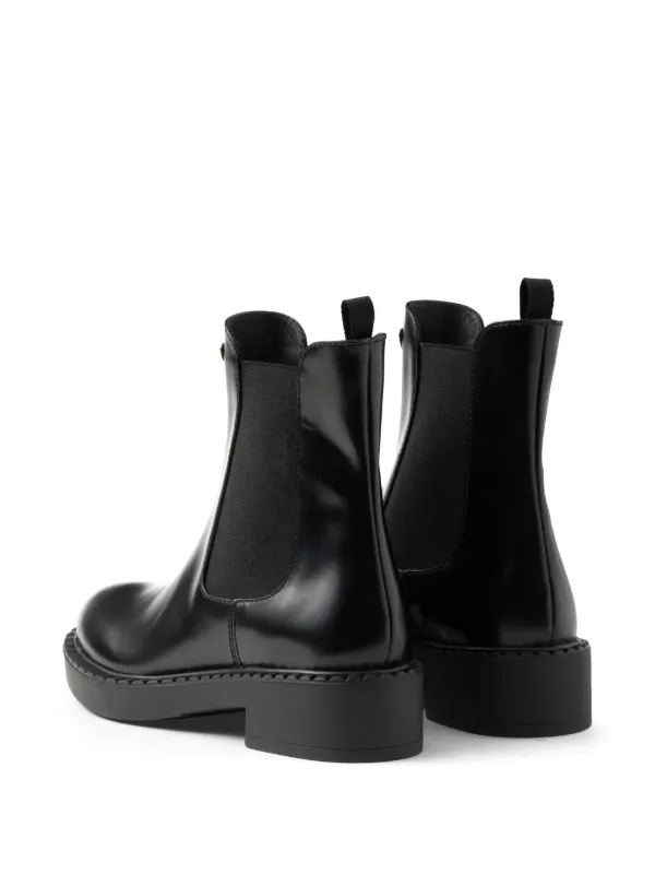 【関税込み】prada LOGO ANKLE BOOTS Prada 90mm triangle-logo Ankle Boots | Black | FARFETCH