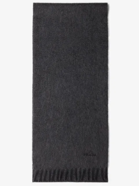 Prada logo-embroidered cashmere scarf 