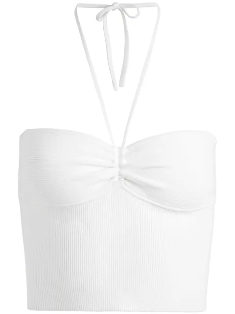 alice + olivia Linnie ribbed-knit halter top