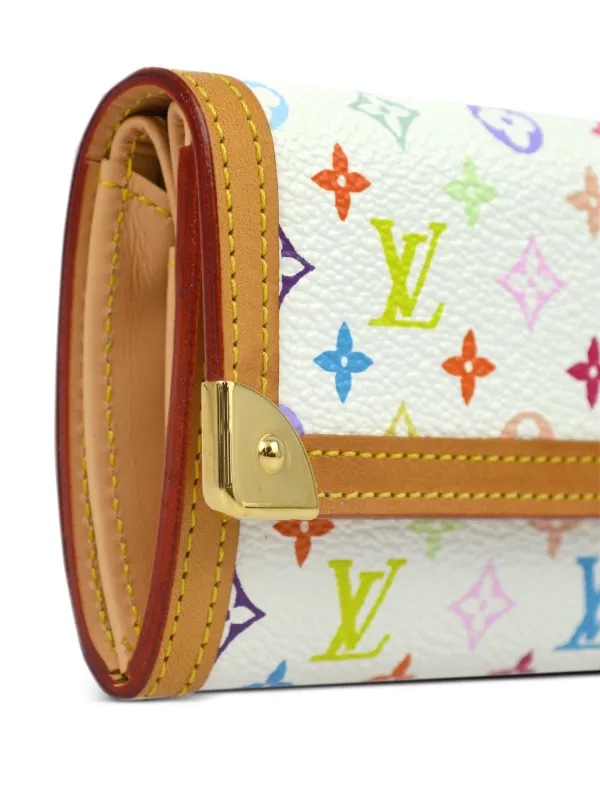 Louis Vuitton Pre Owned x Takashi Murakami 2000 Porte Monnaie Plat Wallet White FARFETCH AO