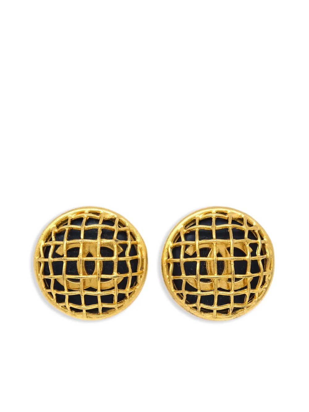 Pre-owned Chanel 1995 Cc Button Clip-on Earrings In Gold