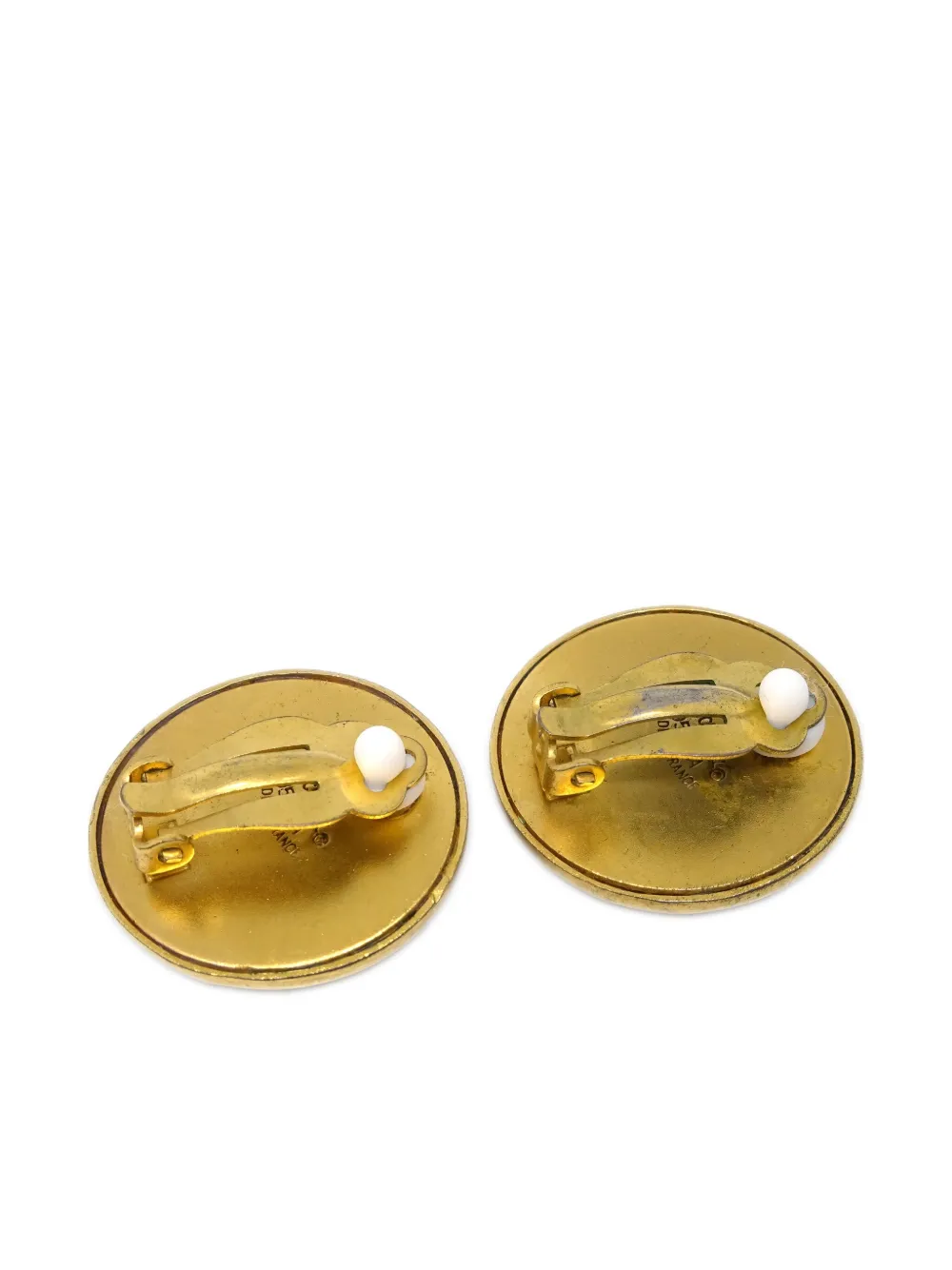 Pre-owned Chanel 1995 Cc Button Clip-on Earrings In Gold