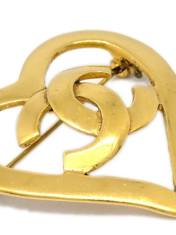 CHANEL Pre-Owned 1995 ココマーク ハート ブローチ | ゴールドトーン