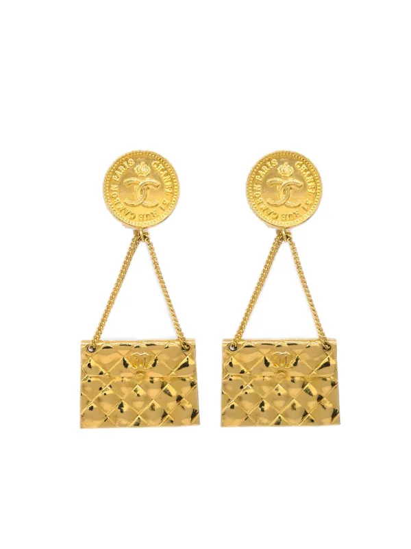 CHANEL Pre Owned 1988 Bag clip on Dangle Earrings Farfetch