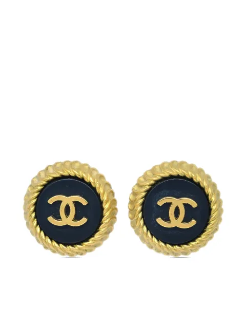 CHANEL Pre-Owned 1995 CC button clip-on earrings