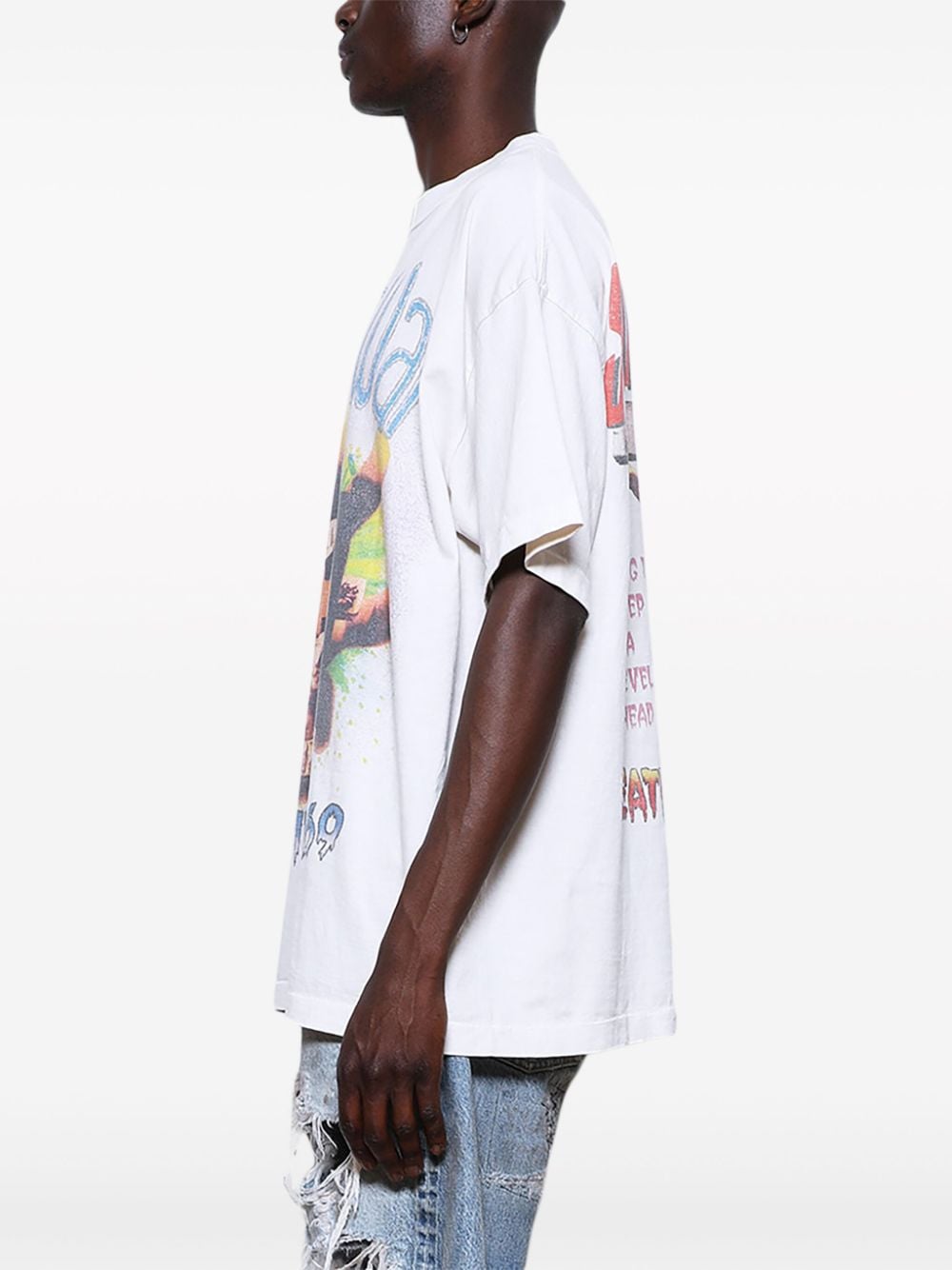 Shop Saint Mxxxxxx Saint War Cotton T-shirt In White