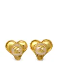 CHANEL Pre-Owned 1995 CC heart pearl earrings - Black