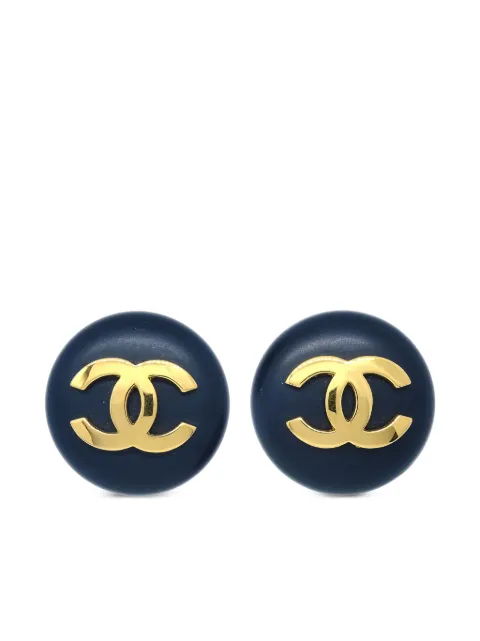 CHANEL Pre-Owned 1989 CC button clip-on earrings