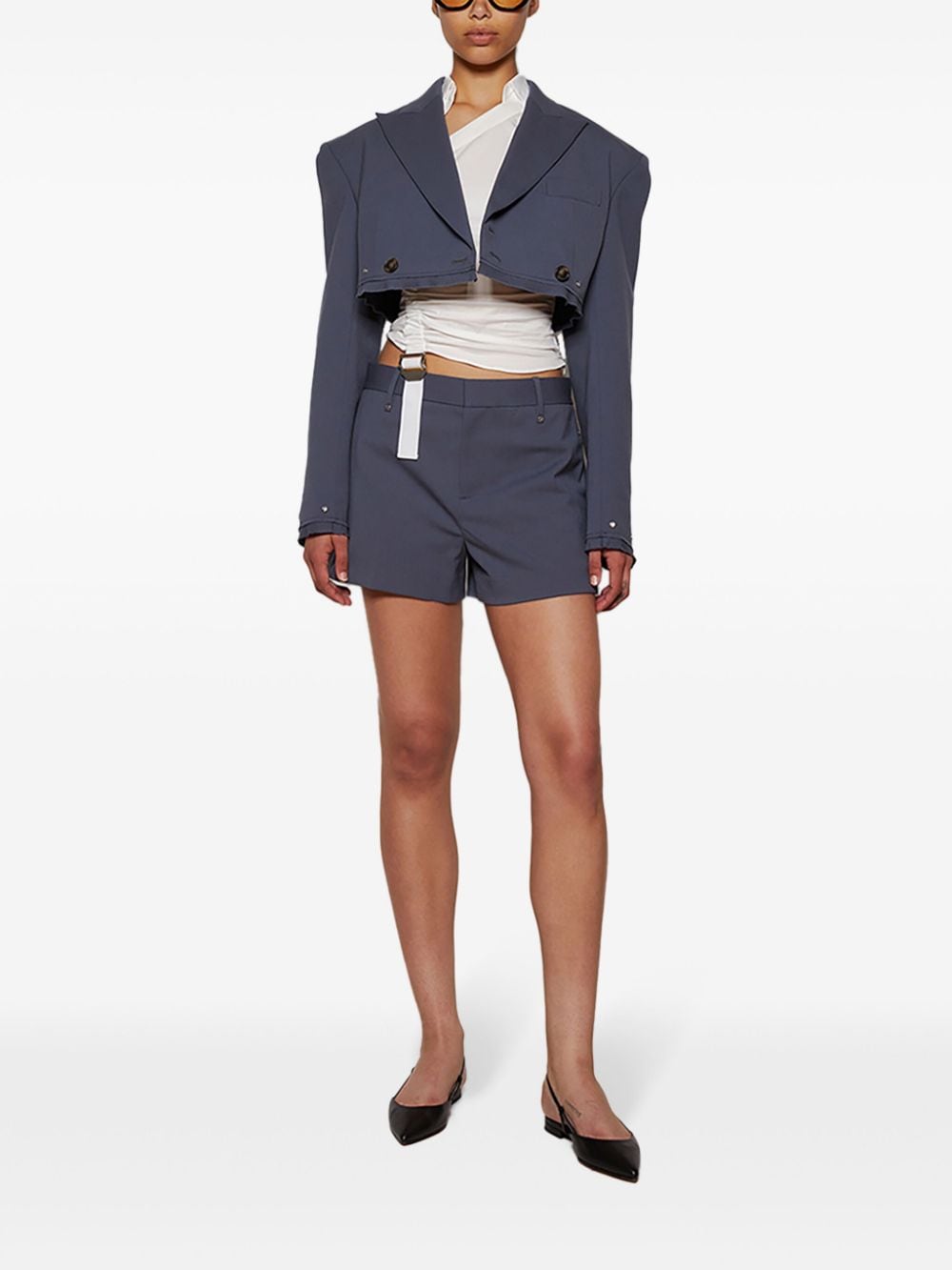 Shop Dion Lee Crop Crop Jacket In Blue