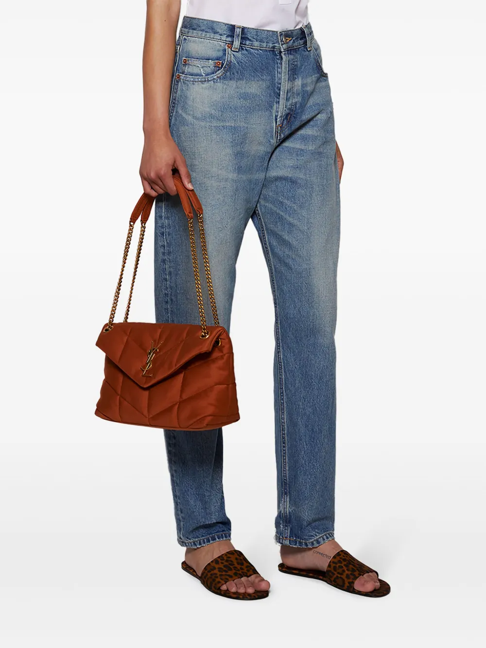 Saint Laurent Loulou gewatteerde schoudertas Bruin