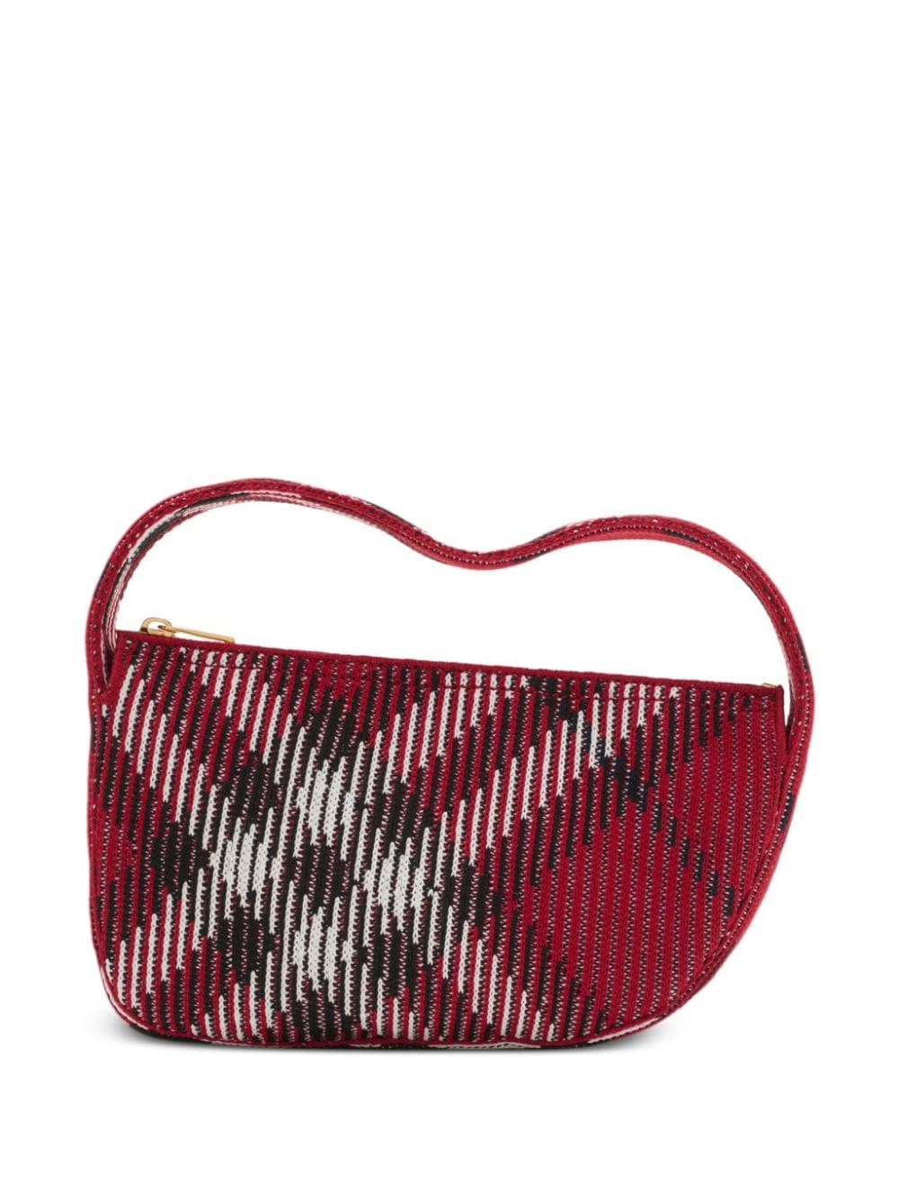 Shop Burberry Check Mini Knitted Bag In Red