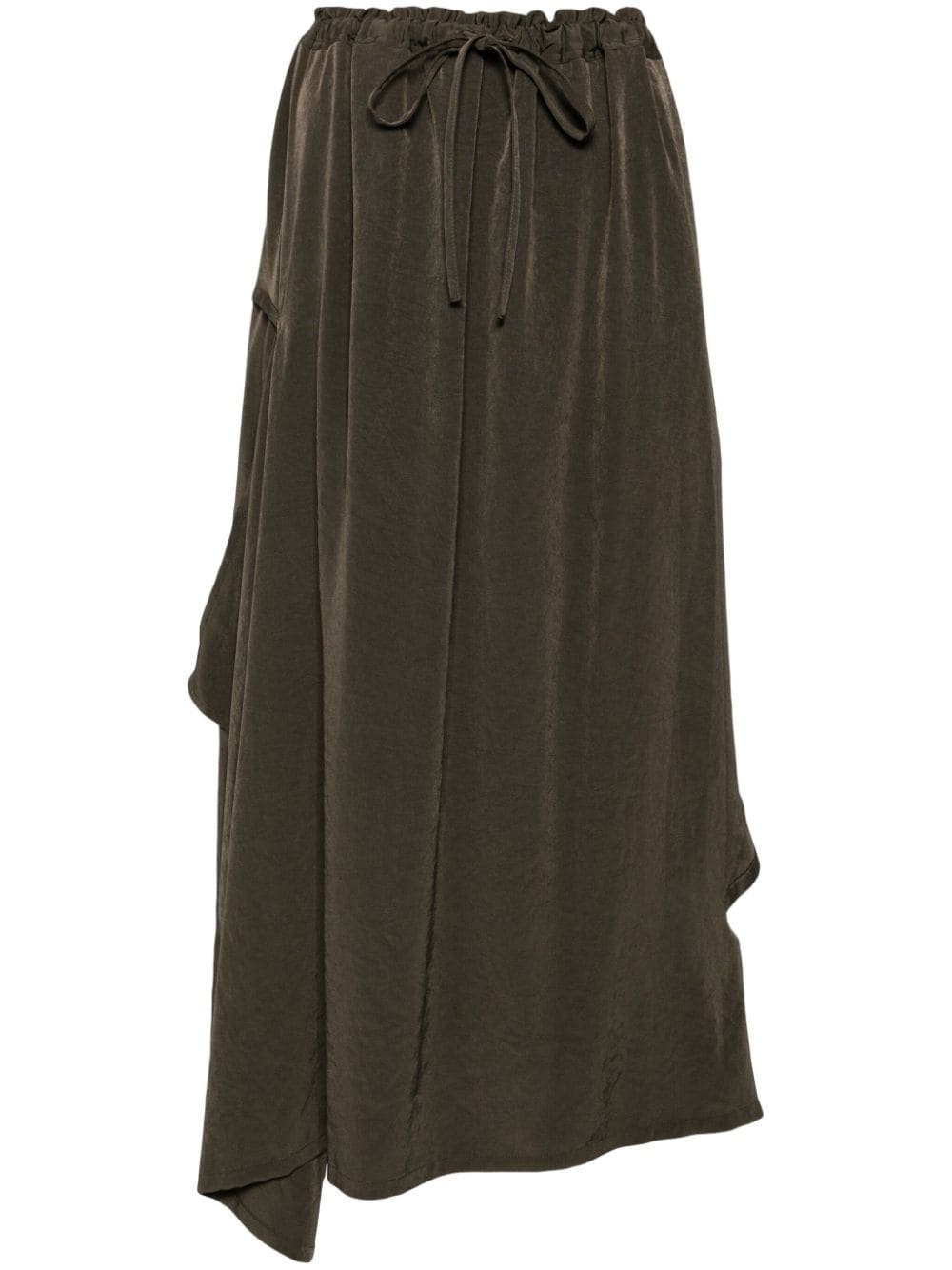 Y's Drawstring Velvet Skirt In Green