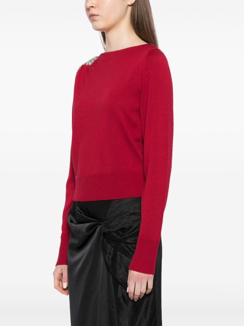 Shop Erdem Appliqué Wool Sweater In Red