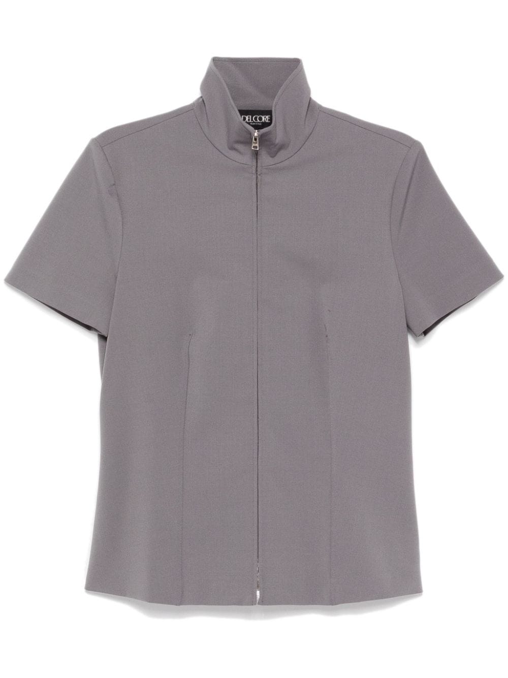 Shop Del Core Zip Fastening Short Sleeves Shirt In Grey