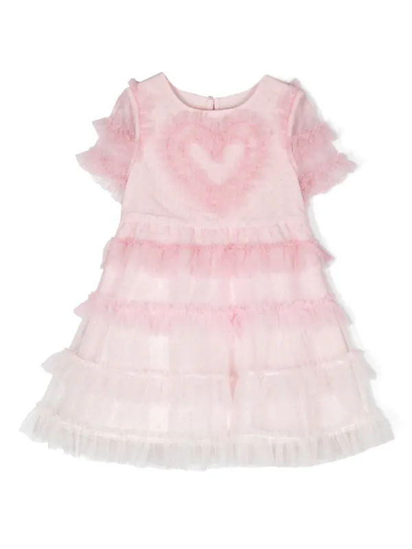 Self-Portrait Kids Polka Dot Mesh Dress Pink FARFETCH KW