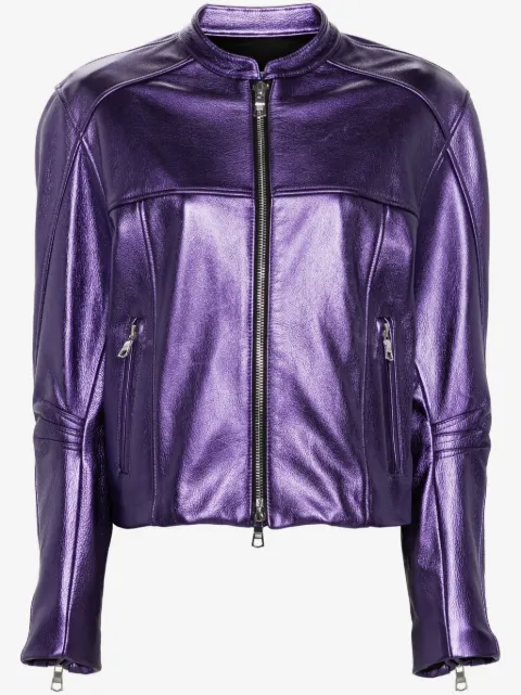LaQuan Smith metallic leather bomber jacket