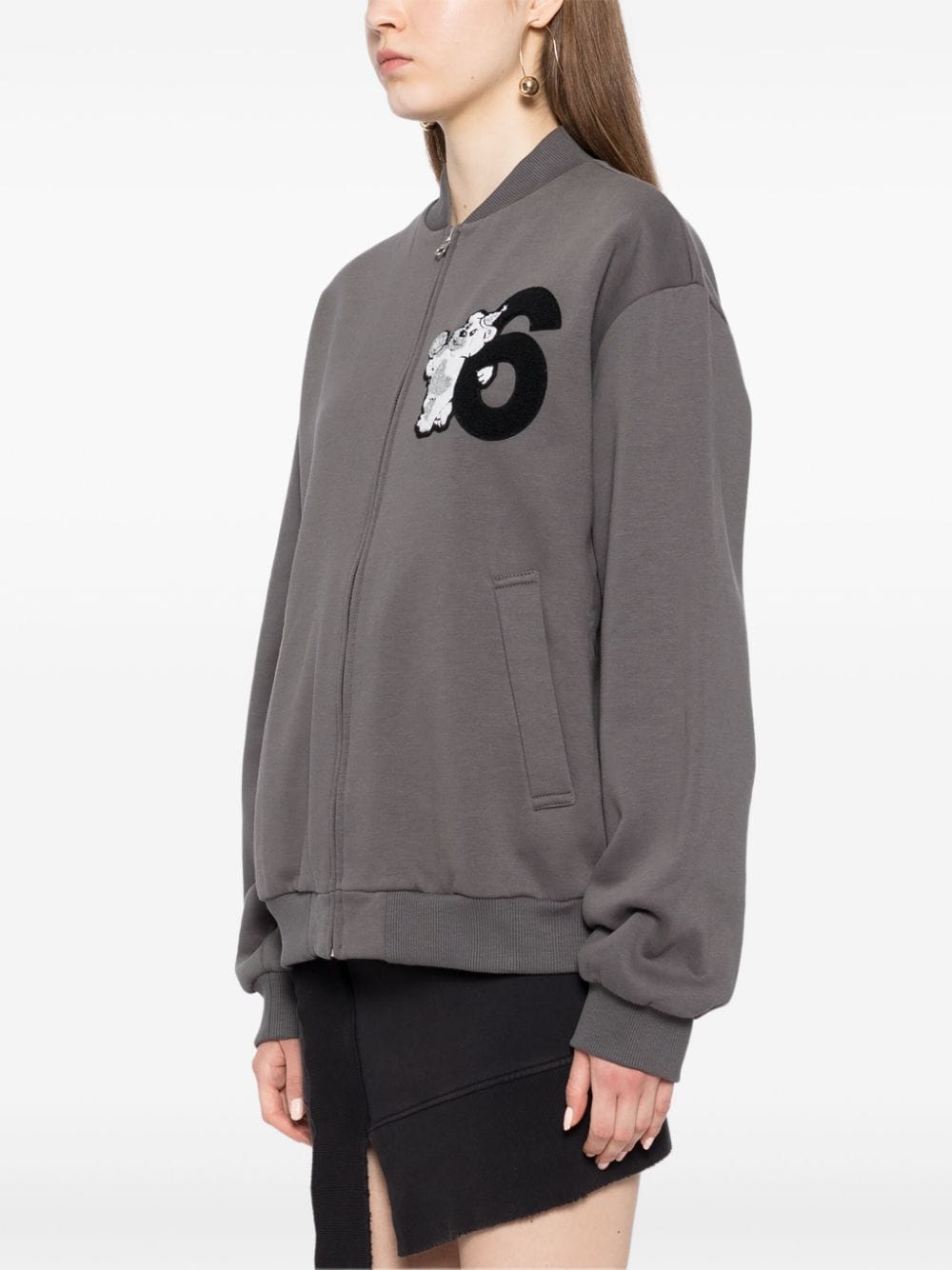 Shop Mm6 Maison Margiela Logo-appliqué Zip-up Jacket In Grey