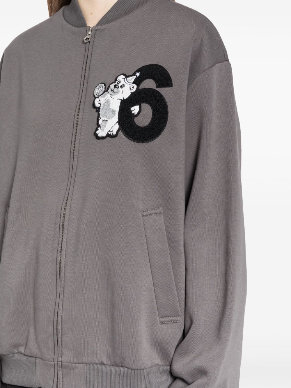 Shop Mm6 Maison Margiela Logo-appliqué Zip-up Jacket In Grey