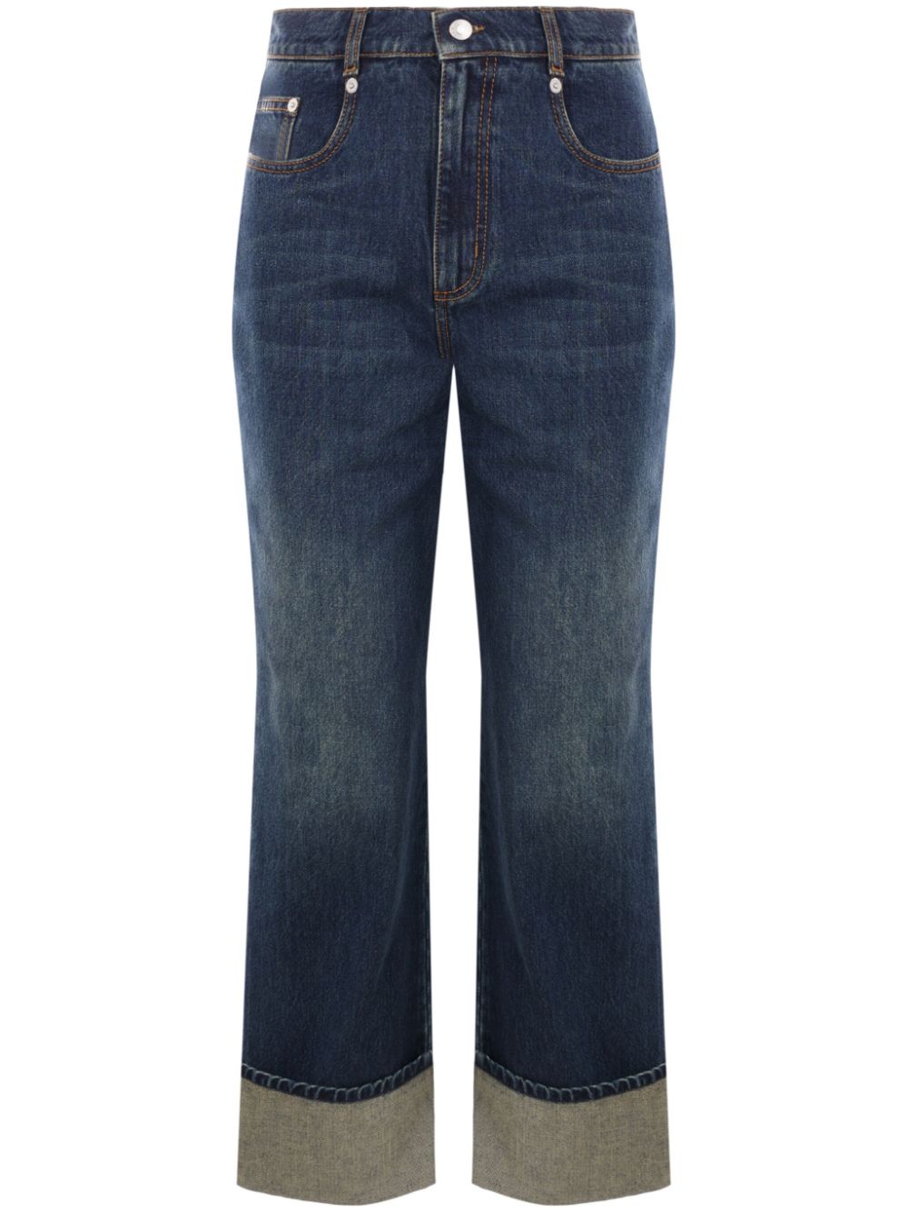 straigh-leg mid-rise jeans