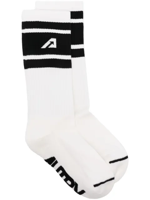 Autry logo-intarsia striped socks