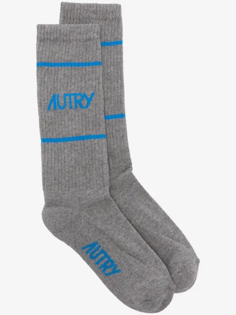 Autry logo-intarsia striped socks