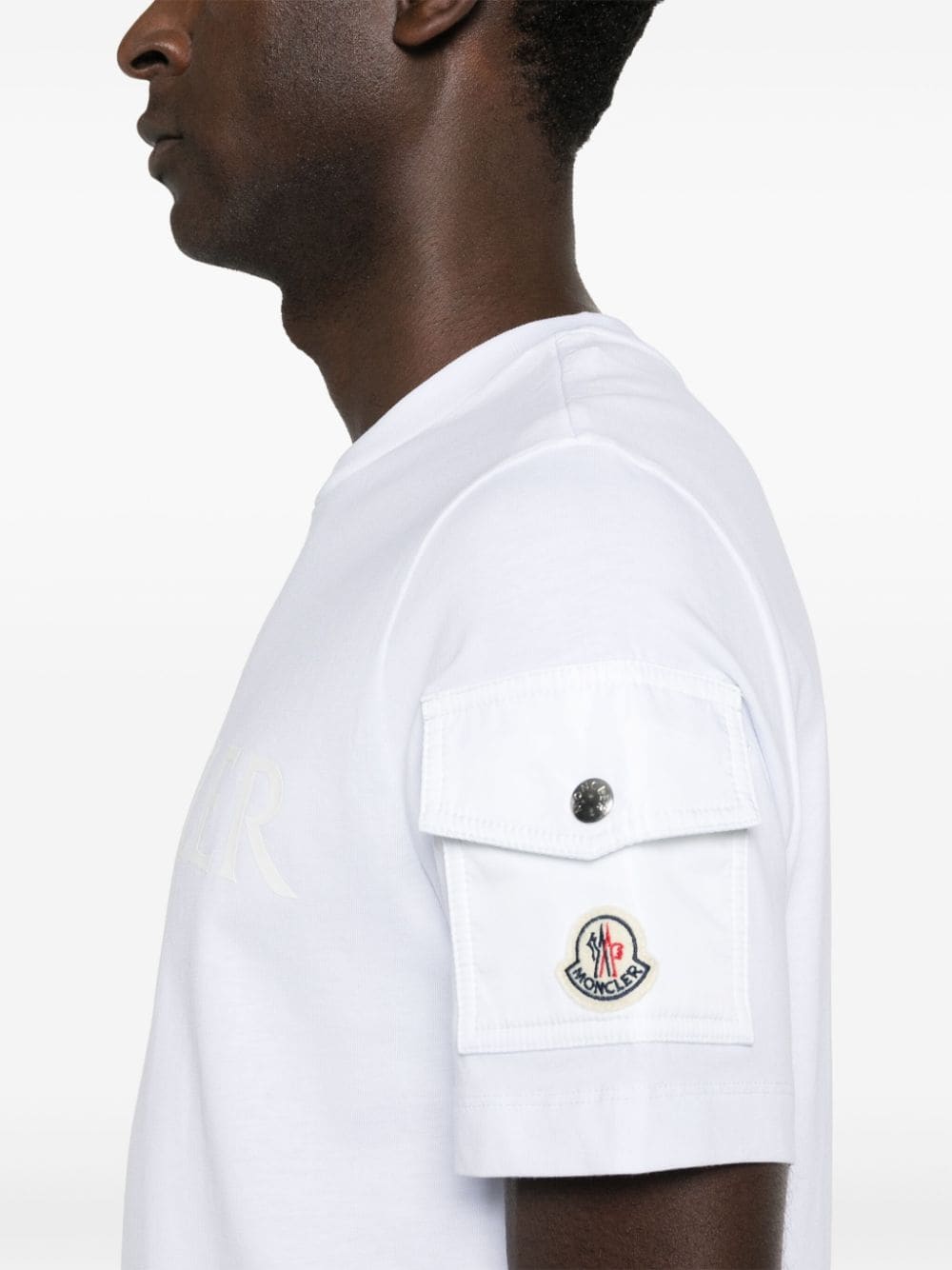 Shop Moncler Logo-patch Cotton T-shirt In White