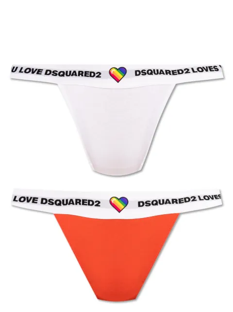 DSQUARED2 set de dos tangas con logo en la pretina