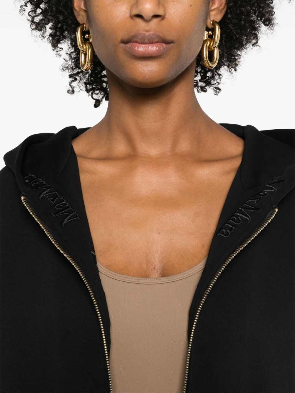 Shop 's Max Mara Doppia Zip-up Hoodie In Black