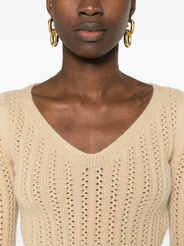 Max Mara オープンニット クロップドセーター | ブラウン