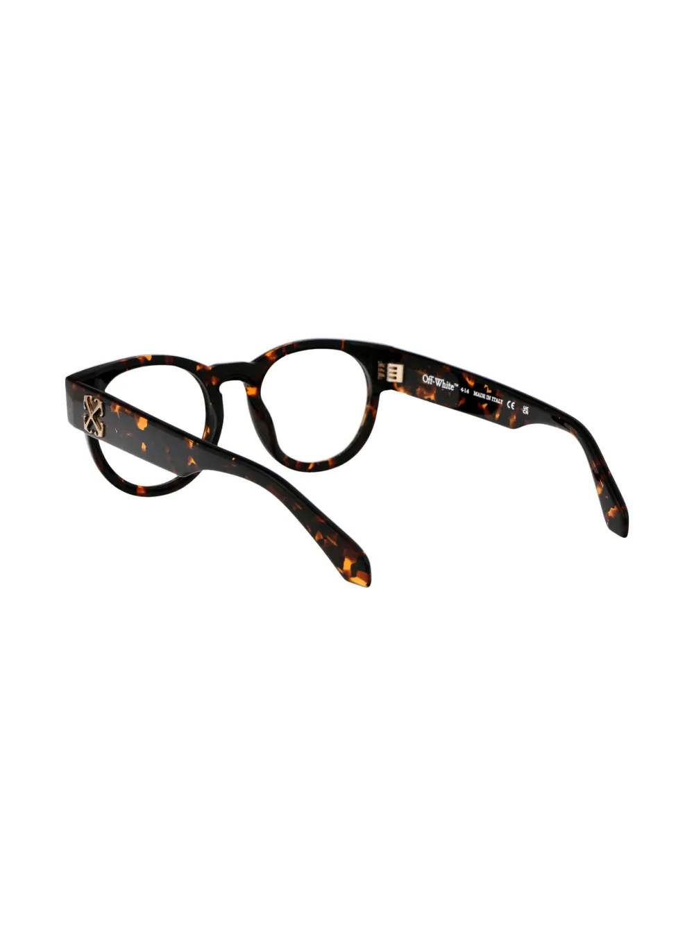 Off-White Eyewear Bril met rond montuur en logoplakkaat Bruin