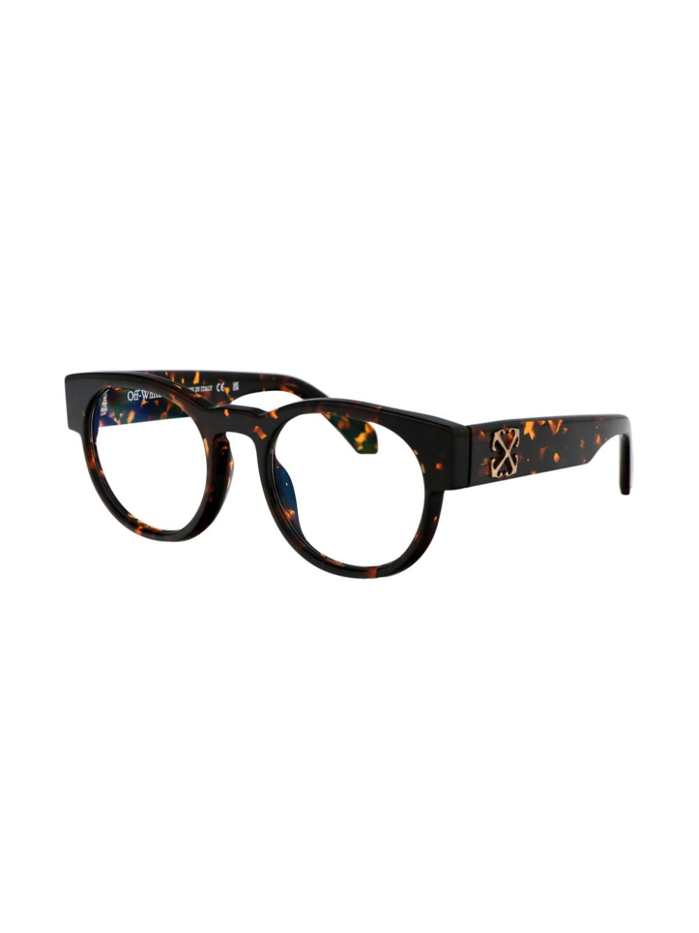 Off-White Eyewear Bril met rond montuur en logoplakkaat - Bruin