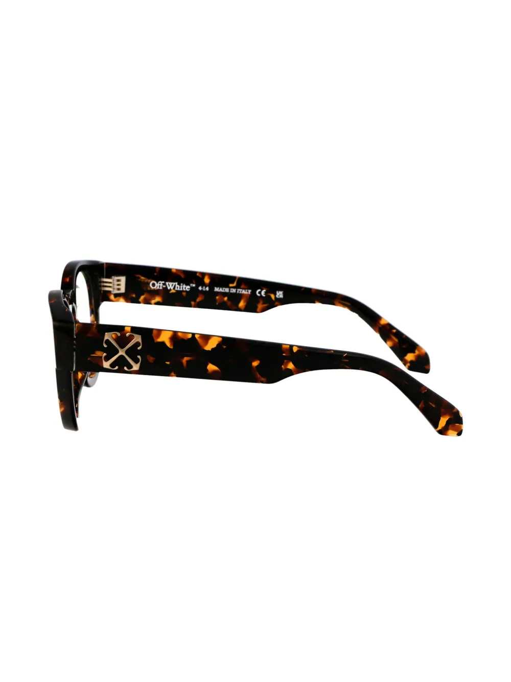 Off-White Eyewear Bril met rond montuur en logoplakkaat Bruin