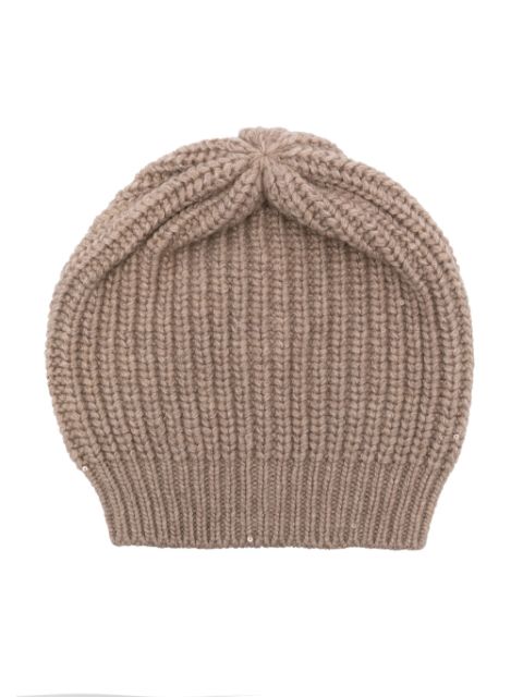 Brunello Cucinelli sequin-embellished ribbed-knit beanie Women