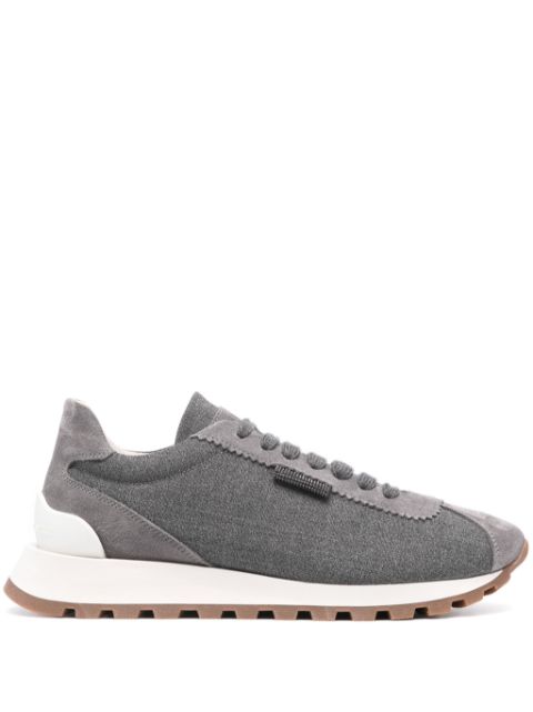 Brunello Cucinelli suede-panel wool sneakers Women