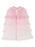Self-Portrait Kids polka dot mesh cape - Pink