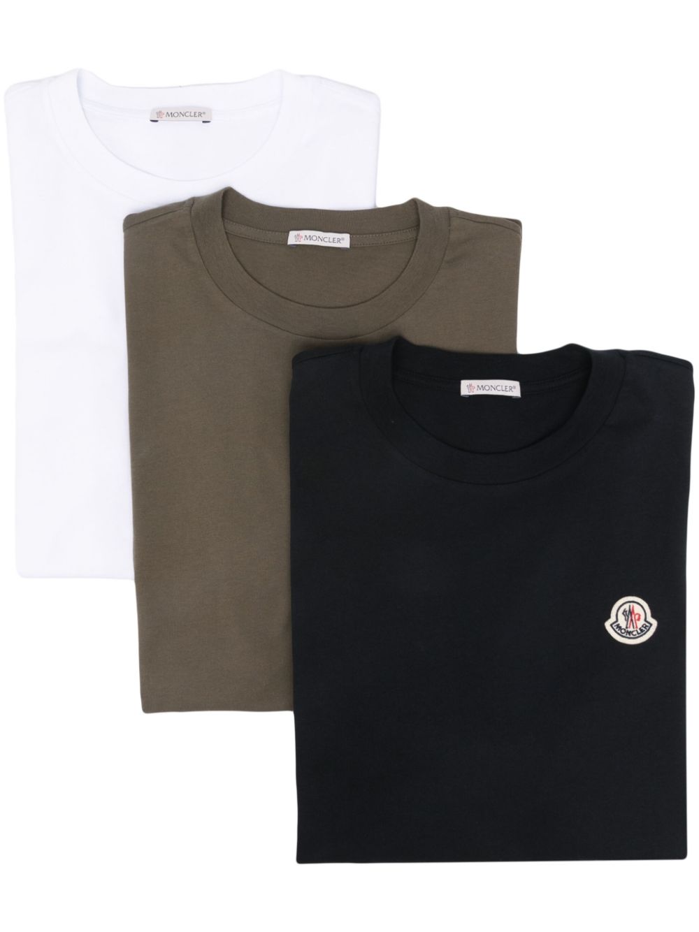 Moncler Logo-patch T-shirts (pack Of Three) In White