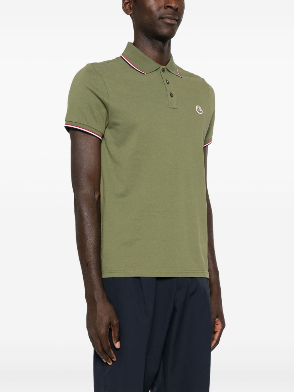 Shop Moncler Logo-patch Polo Shirt In Green