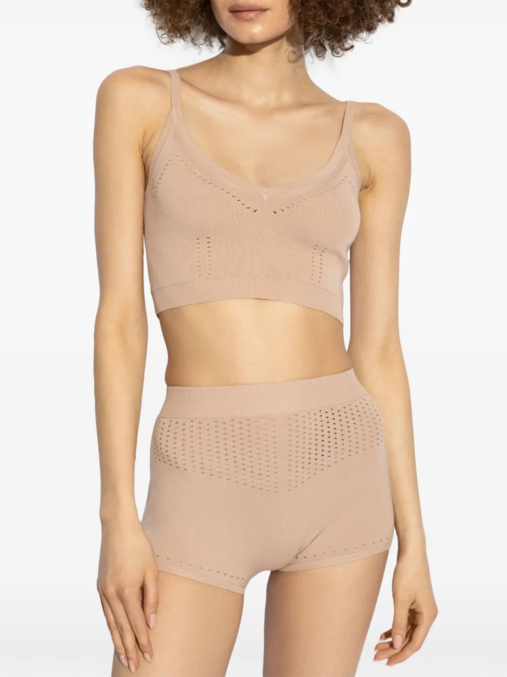 Max Mara Fine-knit Cropped Top In Neutrals