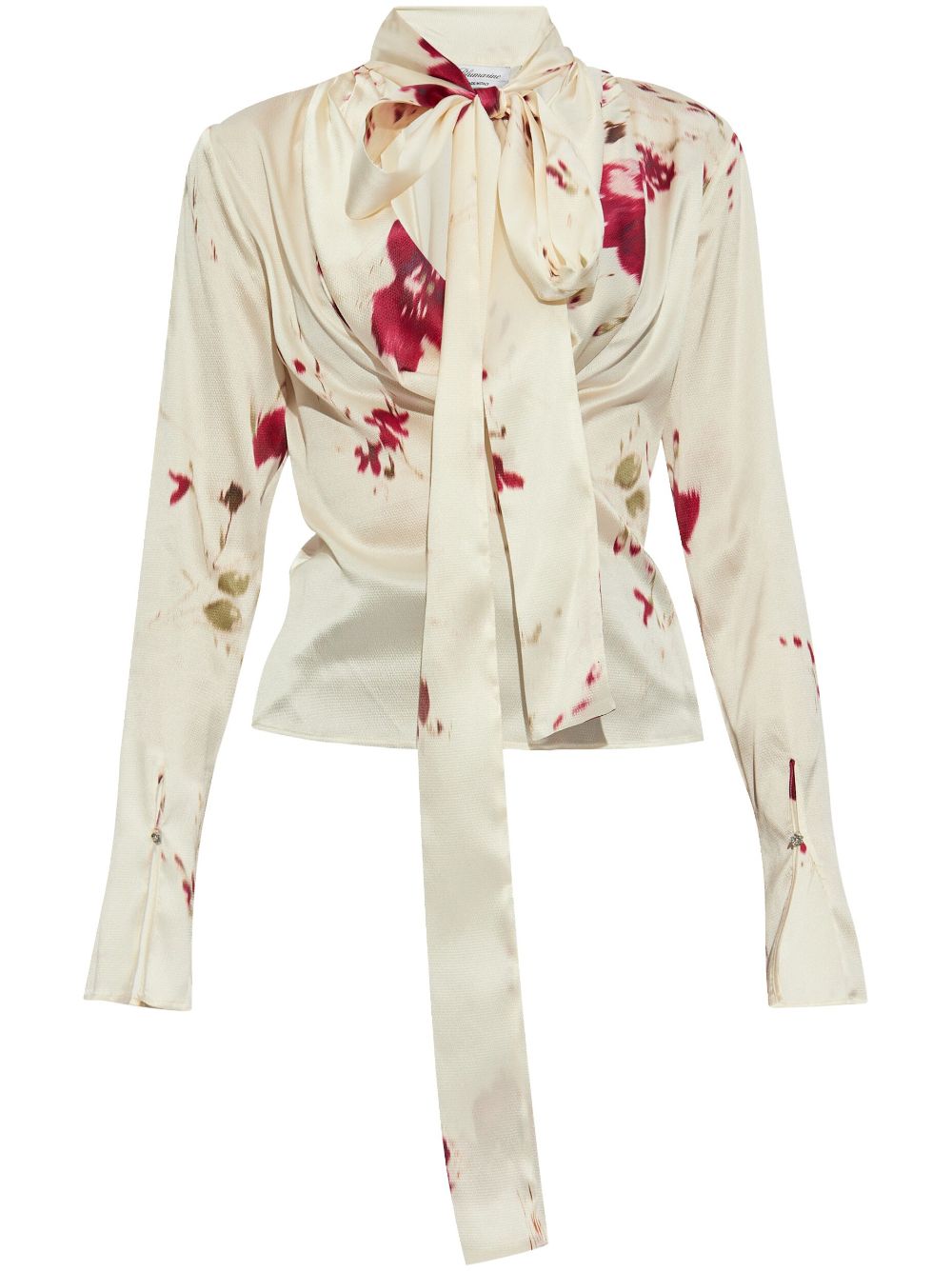 Blumarine Bow-detail Draped Satin Shirt In White