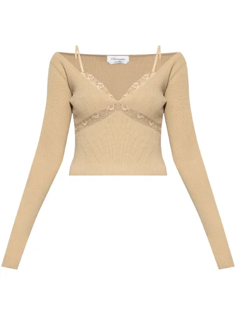 Blumarine lace-detail knitted top