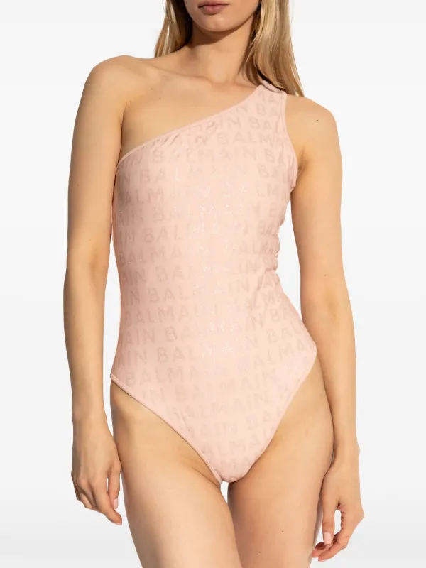 Balmain logo-print one-shoulder Swimsuit | Pink | FARFETCH Balmain logo-print one-shoulder Swimsuit | Pink | FARFETCH