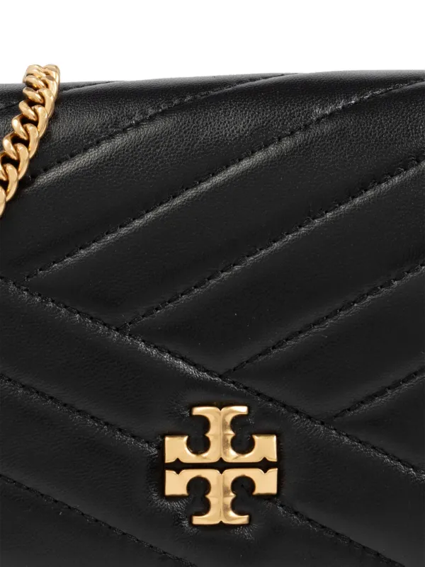 Tory Burch cheapest Kira Pebble Black Leather Wallet Gold Chain Crossbody