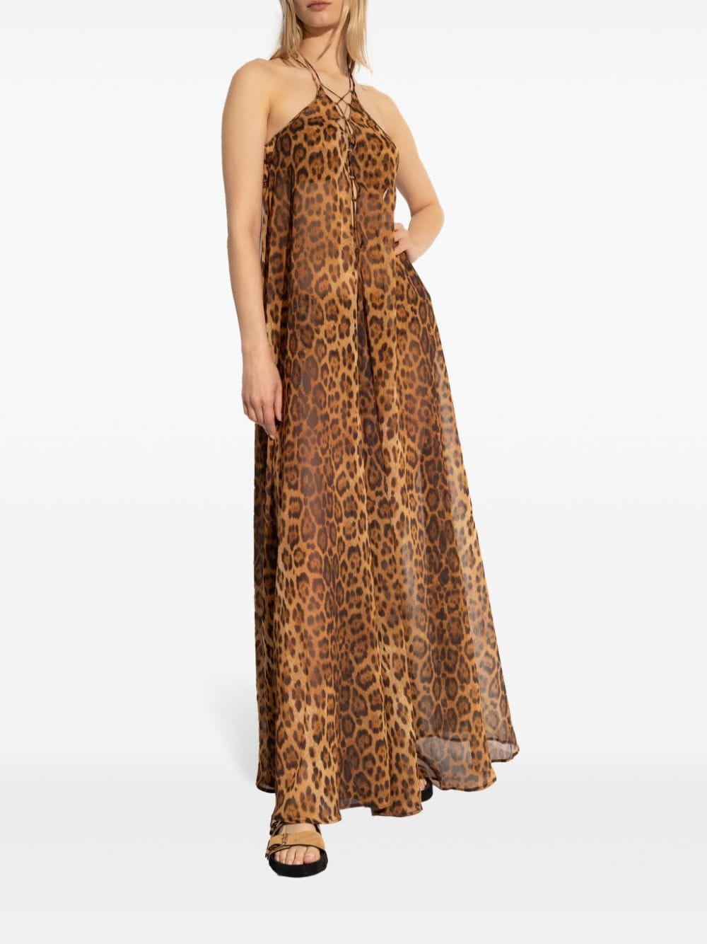 La Perla leopard-print open-back beach dress - Bruin